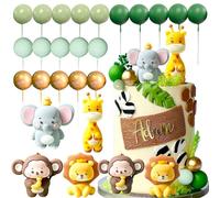 JeVenis Cute Jungle Baby Shower Cake Decoration Safari Animals Cake Decoration Wild One Cake Decorations Two Wild Cake Topper Giraffe Monkey Cake Topper