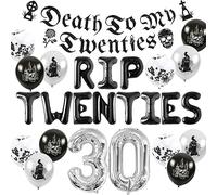 JeVenis Death to My 20s Decoration Rip to My 20s Balloons Rip Twenties Balloons Gothic Birthday Decoration 30 Birthday Favors