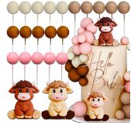 JeVenis Girls Highland Cow Cake Decorations Cake Topper Highland Cow Party Favors for Cow Baby Shower Birthday Party Supplies
