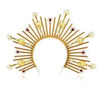 JeVenis Gold Halo Crown Baroque Headband Star Goddess Tiara and Crown Sunburst Headband Cosplay Wedding Festival Headpiece