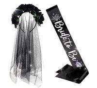JeVenis Goth Bride to Be Sash Gothic Rose Flower Headband Goth Bachelorette Decoration Bride or Die Bachelorette Party Supplies Gothic Bridal Shower Decoration