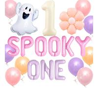 JeVenis Groovy Halloween 1st Birthday Party Decorations Spooky One Balloons Banner Ghost Balloons for Daisy Boho Halloween Spooky One Birthday Supplies