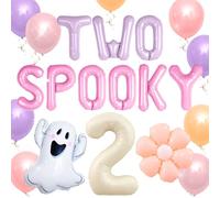 JeVenis Groovy Halloween Balloons Two Spooky Groovy Party Decoration Hippie Groovy Halloween Banner for 2nd Party Decor Supplies
