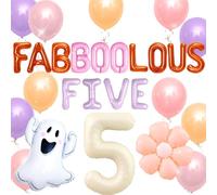 JeVenis Groovy Halloween Fabboolous Five Spooky Birthday Decors with Groovy Hippie Cake Cupcake Toppers Fabboolous Five Spooky Backdrop Banner for 5th Birthday Party