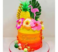 JeVenis Hawaiian Cake Decorations Tropical Cake Topper Luau Cake Toppers Moana Cake Decorations Hibiscus Flowers Cake Decorations