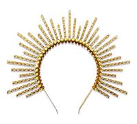 JeVenis Headband Gold Halo Crown Rhinestone Headband Sun Goddess Tiara Crown Sunburst Headband Cosplay Wedding Festival Headpiece
