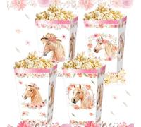 JeVenis Horse Party Favors Supplies Horse Popcorn Boxes Bags Treat Boxes Cookies Snacks Bags for Western Cowboy Cowgirl Themed Birthday Party Baby Shower