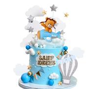 JeVenis Hot Air Balloons Airplane Cake Decoration Plane Cake Topper for Time Flies 1st Birthday Decorations Airplane Birthday Baby Shower Decorations