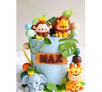 JeVenis Jungle Animals Cake Decoration Wild One Cake Decorations Safari Cake Decorations Giraffe Elephant Lion Tiger Cake Jungle Animals Birthday Party Decoration