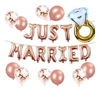 JeVenis Just Married Balloons Just Married Banner Wedding Decoration