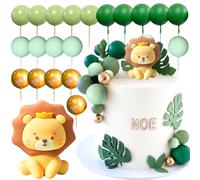 JeVenis Lion Birthday Decorations Safari Animal Cake Toppers Wild One Cake Decoration Wild One Cake Topper Jungle Baby Shower Cake Topper Safari Baby Shower Cake Decorations