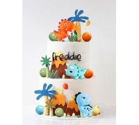 JeVenis Little Dinosaur Cake Decorations Dinosaur Cupcake Topper Green Orange Yellow Blue Balls Cake Toppers for Birthday Baby Shower Party Supplies