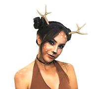 JeVenis Luxury Reindeer Antler Headband Gold Deer Headband Festival Wear Party Hats