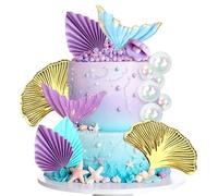 JeVenis mermaid cake topper under the sea cake decoration shell cake topper mermaid tail cake topper mermaids party supplies