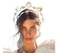 JeVenis Mermaid Headband Seashell Siren Costume Women Gold Halo Crown Headpiece for Mermaid Sirens Goddess Cosplay Renaissance