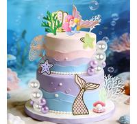 JeVenis Mermaid Tail Cake Topper Under the Sea Cake Decoration
