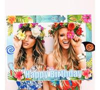 JeVenis Moana Birthday Party Photo Booth Props Frame for Hawaiian Luau Moana Party Supplies Moana Birthday Decoration