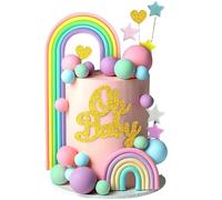 JeVenis Oh Baby Cake Topper Boho Cake Toppers Rainbow Cake Decorations Boho Cake Toppers Girls Birthday Baby Shower Cake Topper