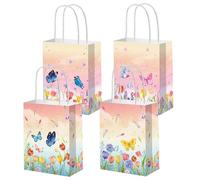 JeVenis Pack of 12 Wild Flower Butterfly Favour Bags, Floral Treat Candy Bags, Goodies Bags for Flowers, Bridal Shower, Wedding, Baby Shower, Birthday Party Accessories