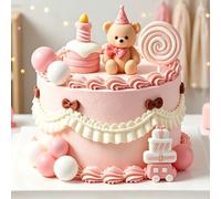 JeVenis Pink Bear Cake Decoration Baby Bear Baby Shower Cake Decoration
