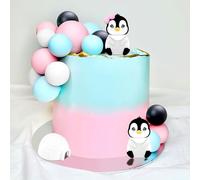 JeVenis Pink Blue Gender Reveal Cake Toppers Boy or Girl Cake Decoration Penguin Cake Decorations Baby Shower Cake Decoration for Winter Wonderland