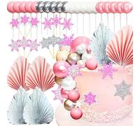 JeVenis Pink Winter Onederland Cake Decoration Winter Wonderland Cake Topper Snowflake Cake Decoration for Snowflake Shower Birthday