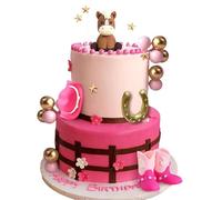 JeVenis Pony Cowgirl Cake Toppers Cowboy Western Cake Decorations Cowgirl Hat Birthday Cake Topper Cowgirl Boots Cow Balls Cake Topper
