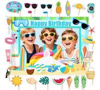 JeVenis Pool Party Photo Booth Props Pool Birthday Party Supplies Splish Splash Birthday Decoration Summer Beach Parties Supplies