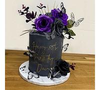 JeVenis Purple Gothic Cake Decoration Rose Cake Topper Rip Cake Decorations Death Cake Decoration Gothic Birthday Decorations Gothic Party Supplies