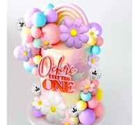 JeVenis Purple Groovy Cake Toppers Boho Hippie Daisy Flower Cake Decoration