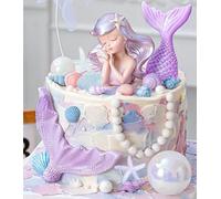 JeVenis Purple Little Mermaid Cake Topper Under the Sea Cake Decoration