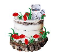 JeVenis Raccoon Cake Topper Woodland Animal Mushroom Birthday Decoration Woodland Birthday Cake Decoration Wild Animal Figures for Party Diorama Supplies