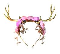 JeVenis Reindeer Antler Headband Gold Deer Headband Renaissance Elf Headpiece Fairy Headpieces Elf Head Jewelry Circlet Headpiece for Fantasy Party