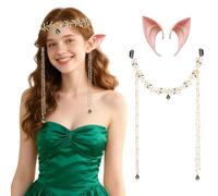 JeVenis Renaissance Elf Costume Gloves Renaissance Headpiece Woodland Fairy Crown Headband Elf Ears Woodland Elf Renaissance Halloween Wedding Bridal Shower