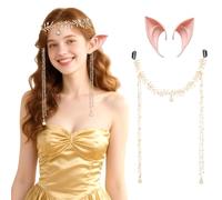 JeVenis Renaissance Elf Costume Renaissance Headpiece Woodland Fairy Crown Headband Elf Ears Woodland Elf Renaissance Halloween Wedding Bridal Shower