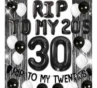 JeVenis Rip to My 20s Balloons Rip Twenties Balloons Gothic Birthday Decoration 30 Birthday Gift Death to My 20s Banner Funeral for My Youth 30th Birthday Decoration