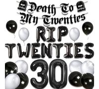 JeVenis Rip to My 20s Balloons Rip Twenties Balloons Gothic Birthday Decoration Death to My 20s Banner Funeral for My Youth 30th Birthday Decoration