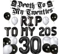 JeVenis Rip to My 20s Gothic Birthday Decoration - 30th Birthday Banner and Balloons