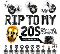 JeVenis Rip to My 20s Gothic Birthday Decoration - 30th Birthday Favors, Death to My 20s Banner, Funeral for My Youth