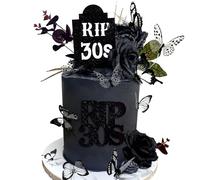 JeVenis Rip to My 30s Cake Topper Rip Thirties Gothic Birthday Decoration 40th Birthday Decoration for Death to My 30s Funeral My Youth 40th Birthday Decoration