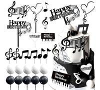 JeVenis Rock Music Cake Topper Guitar Cake Toppers Music Notes Balls Cake Decorations for Musician Birthday Party Rock Theme Party