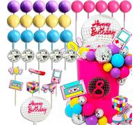 JeVenis Rolling Skate Shoes Disco Balls Cake Topper BACK to 90S Cake Decoration Lets Roll Cake Decorations 70s Party Supplies 70s Birthday Cake Decoration Disco Bachelorette Party Supplies