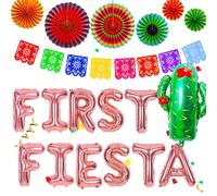JeVenis Rose Gold First Fiesta Birthday Decoration First Fiesta Balloons First Fiesta Backdrop First Fiesta High Chair Banner Taco Bout First Decoration Taco Bout UNO Party Decoration