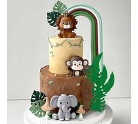 JeVenis Safari Baby Shower Cake Decoration Safari Animals Cake Decorations Wild One Cake Decoration Two Wild Cake Topper Giraffe Monkey Cake Topper