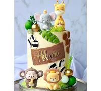 JeVenis Safari Shower Cake Topper Sage Green Cake Decoration Jungle Birthday Decoration Jungle Themed Cake Decoration for Birthday Party