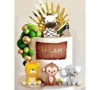 JeVenis Sage Green Balls Jungle Baby Shower Cake Decoration Safari Animals Cake Decoration Wild One Cake Decoration Two Wild Cake Topper Giraffe Monkey Cake Topper