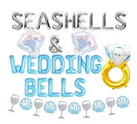 JeVenis Seashells and Wedding Bells Banner Last Toast on the Coast Sign Beach Bachelorette Decorations