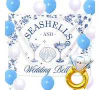 JeVenis Seashells Background Balloon Seashells and Wedding Bells Banner Last Toast on the Coast Sign Beach Bachlorette Decorations Coastal Bridal Shower Party Decoration