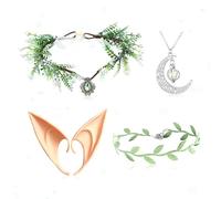 JeVenis Set of 4 Green Elf Crown Elf Headpiece Fairy Costume Viking Fairy Headpiece Accessories Cosplay Accessories