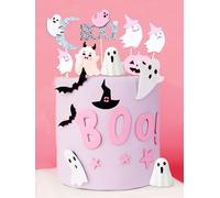 JeVenis Spooky One Cake Topper Pink Halloween Decor Pink Halloween Cupcake Toppers Little Boo Ghost Cake Decoration